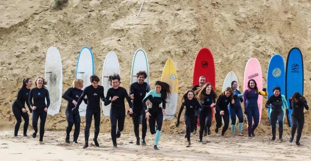 Surf group at The Pearl Surf Retreat Morocco
